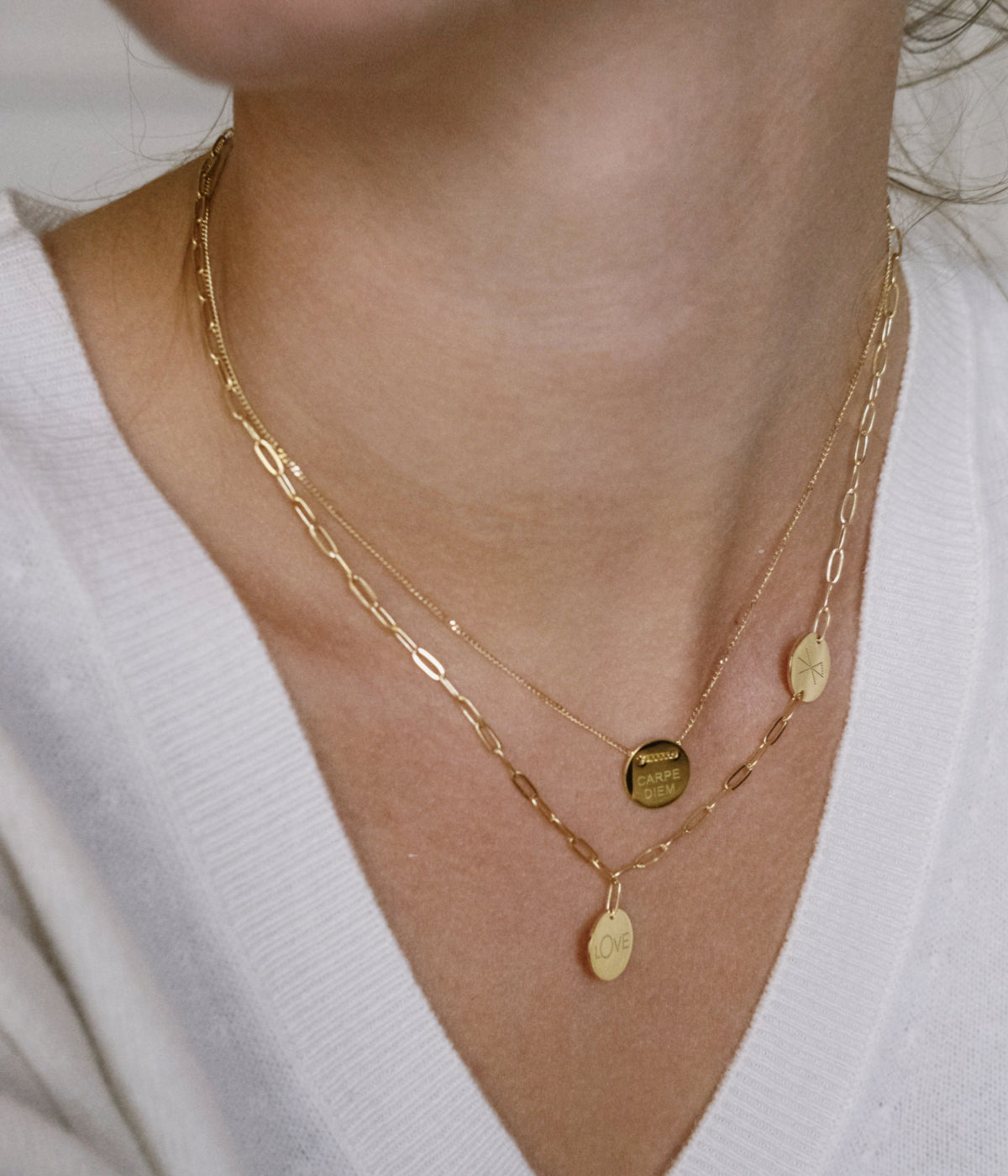 Collier Multi Charm Love (Acier doré)