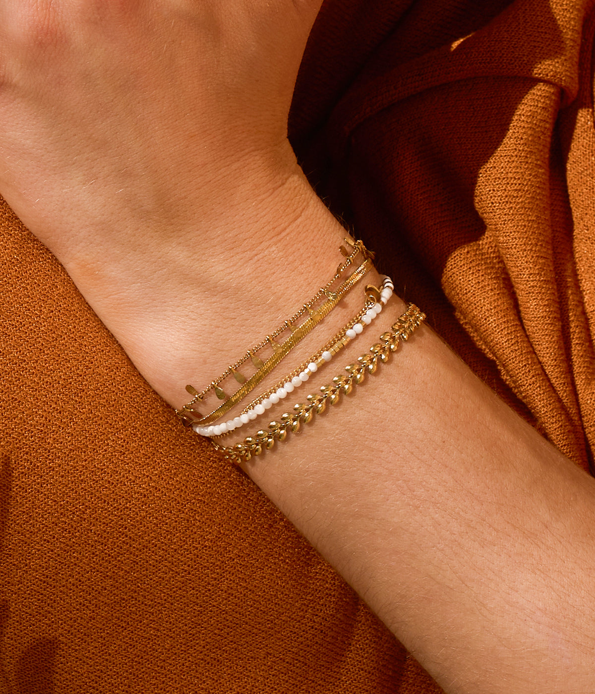 Bracelet Leaf (Acier doré)