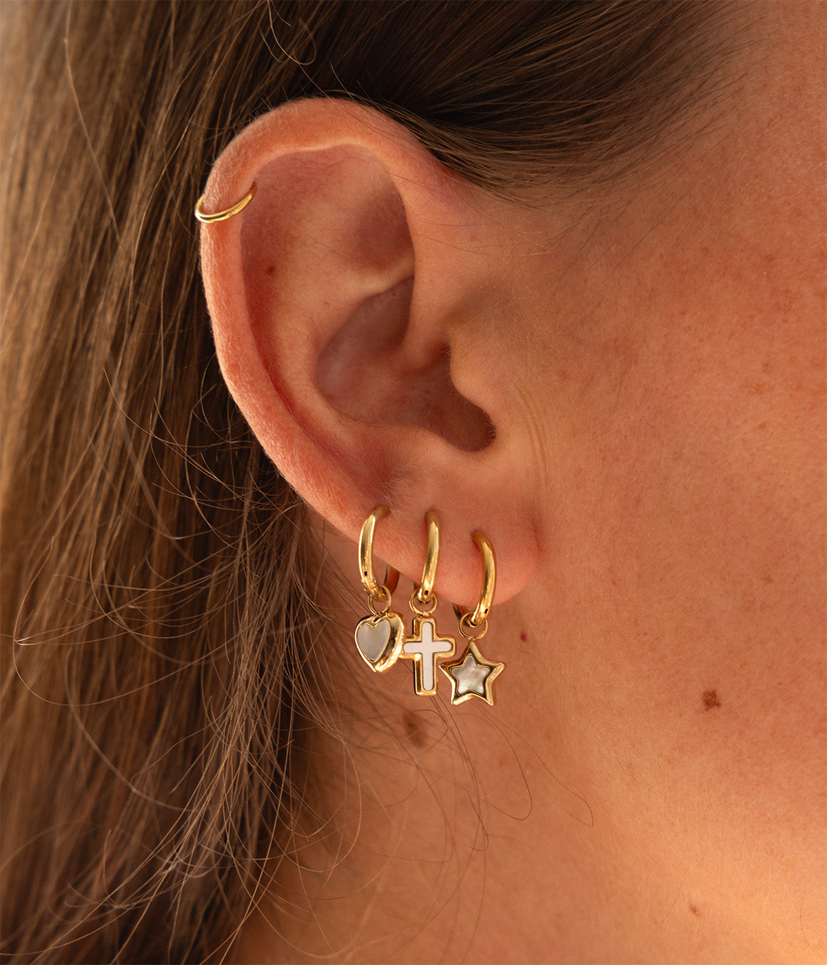 Boucles d'oreilles Polaris (Acier doré)
