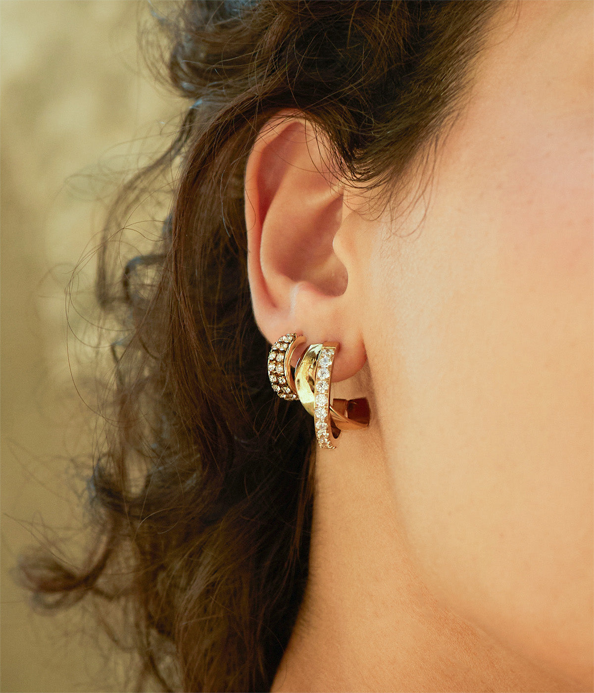 Boucles d'oreilles Téva (Acier doré)