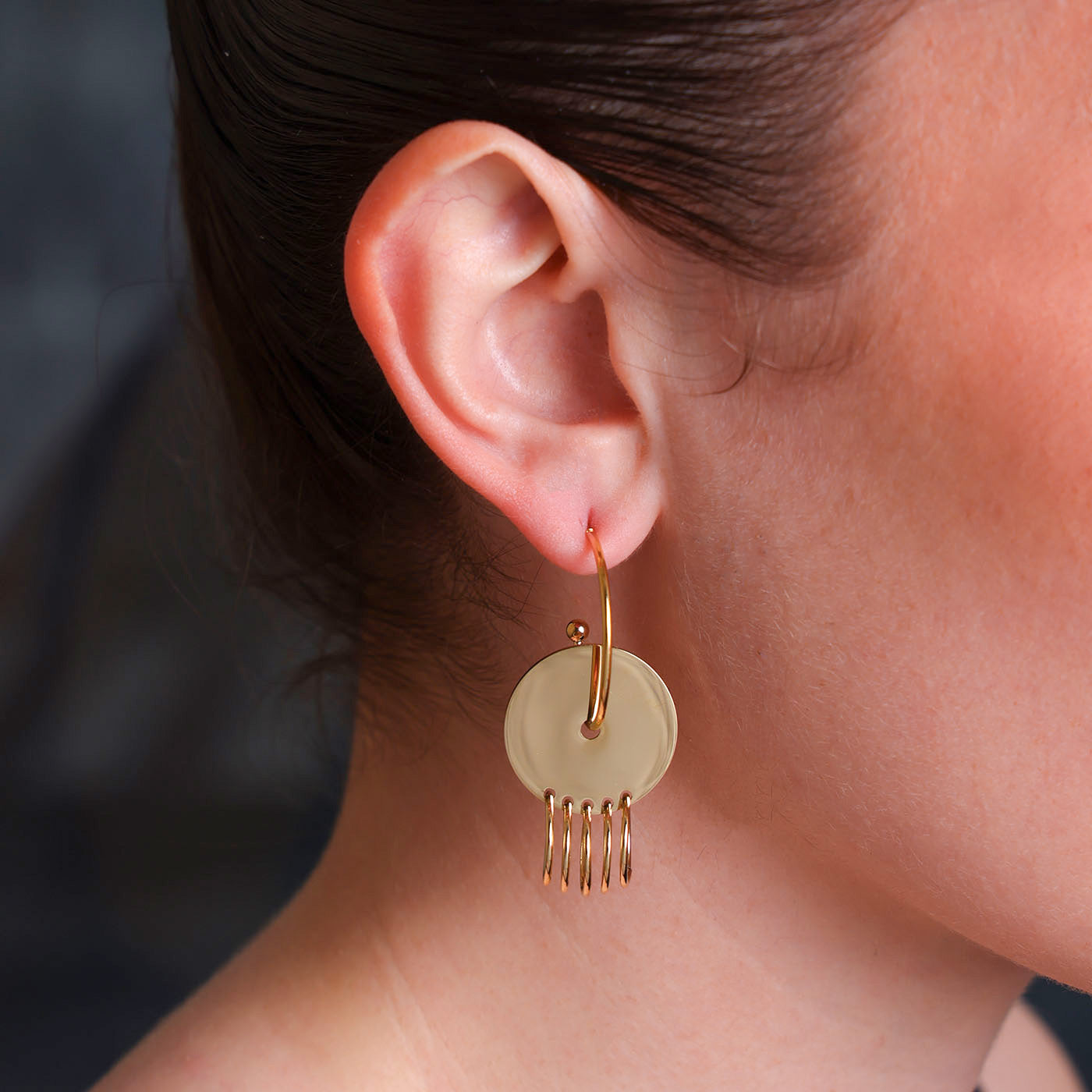 Boucles d'oreilles Dolmen (Acier doré)