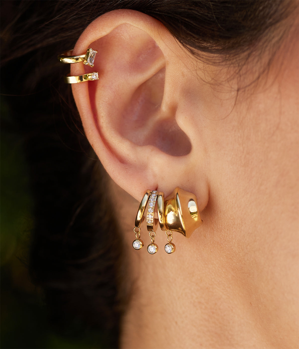 Boucles d'oreilles Hotori (Acier doré)