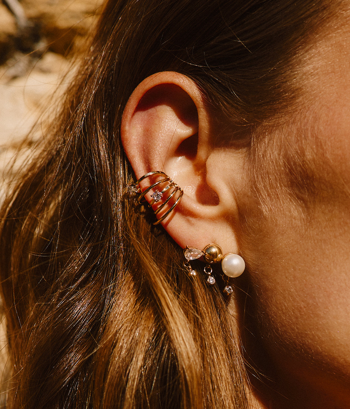 Boucles d'oreilles Strates (Acier doré)