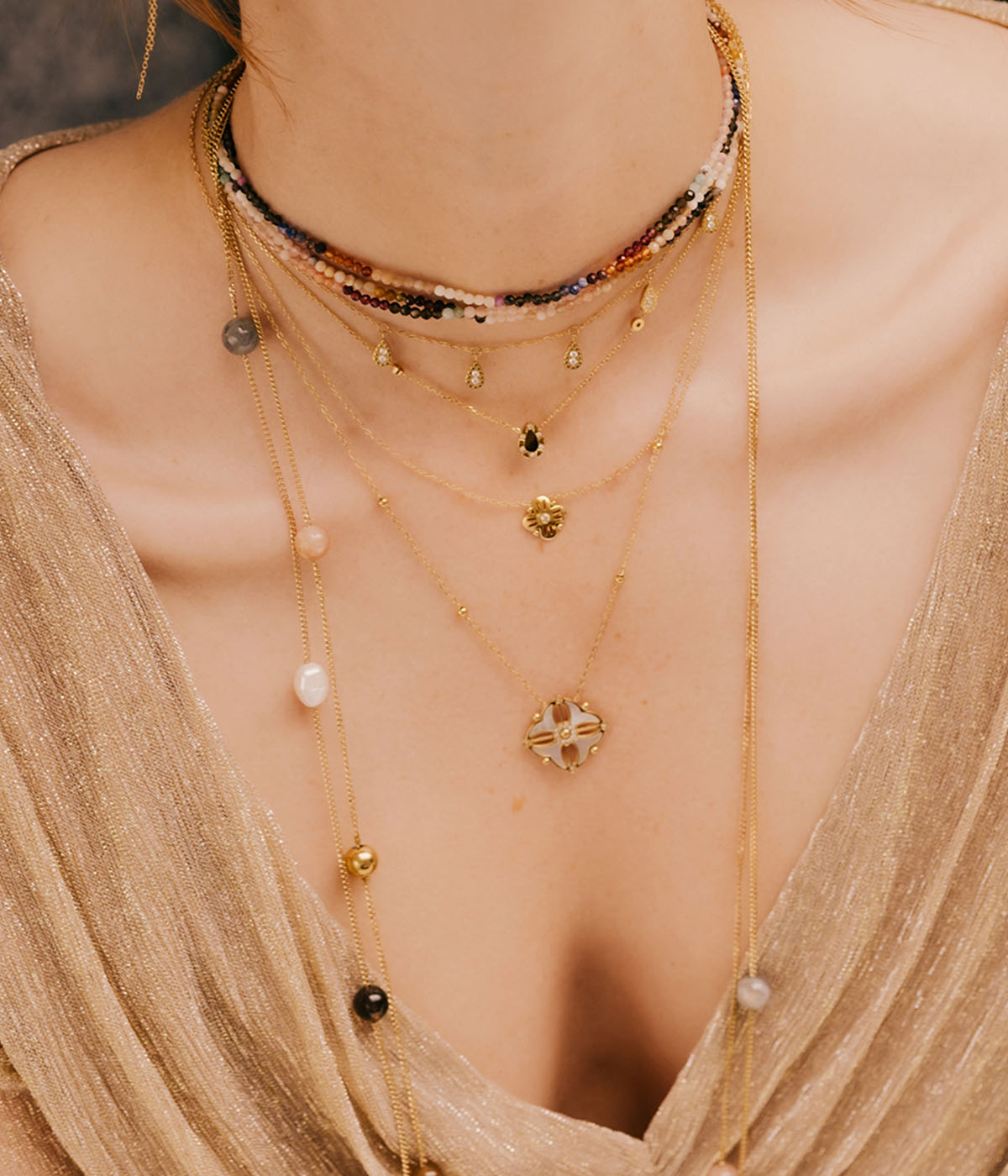 Collier Pâquerette (Acier doré)