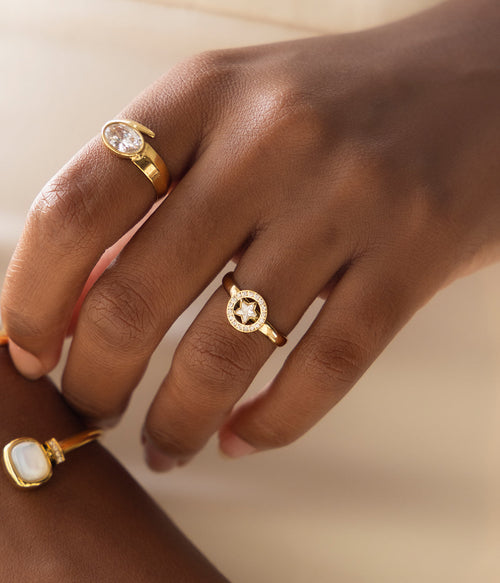 Bague Alvéria (Acier doré)
