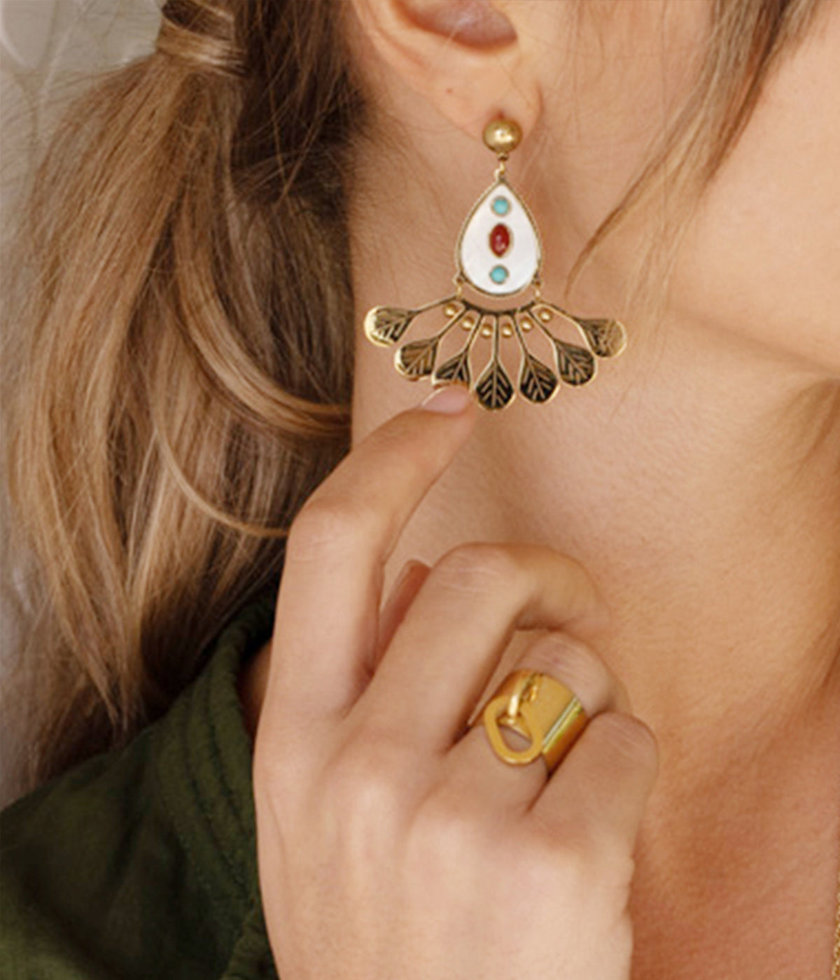 Boucles d'oreilles Maya (Acier doré)