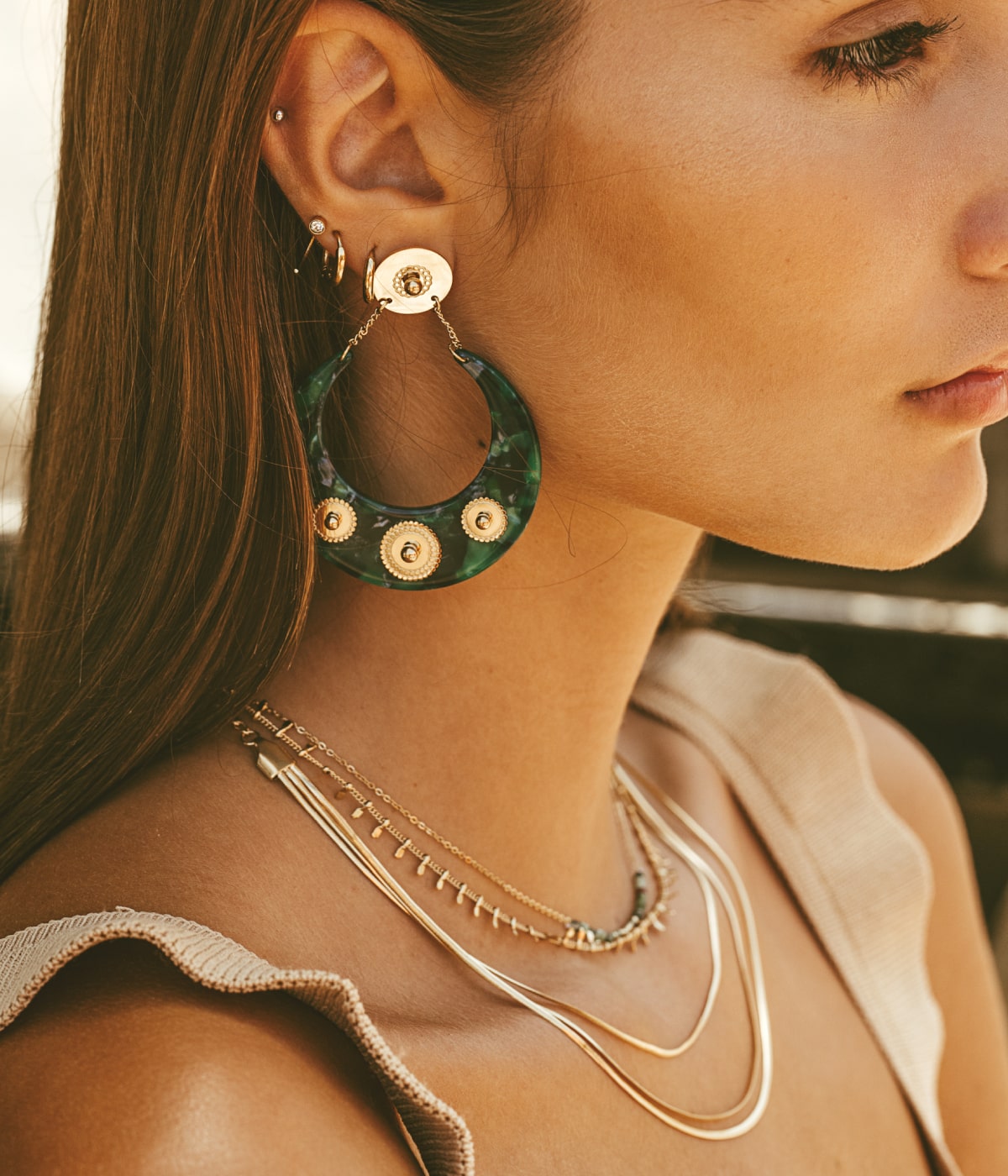 Boucles d'oreilles Pretresse (Acier doré)