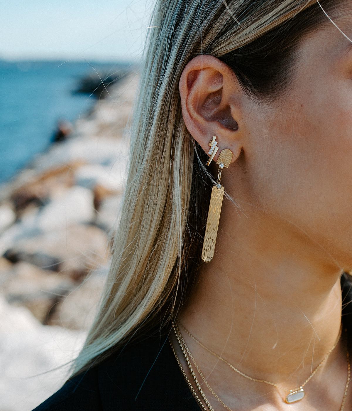 Boucles d'oreilles Yapal (Acier doré)