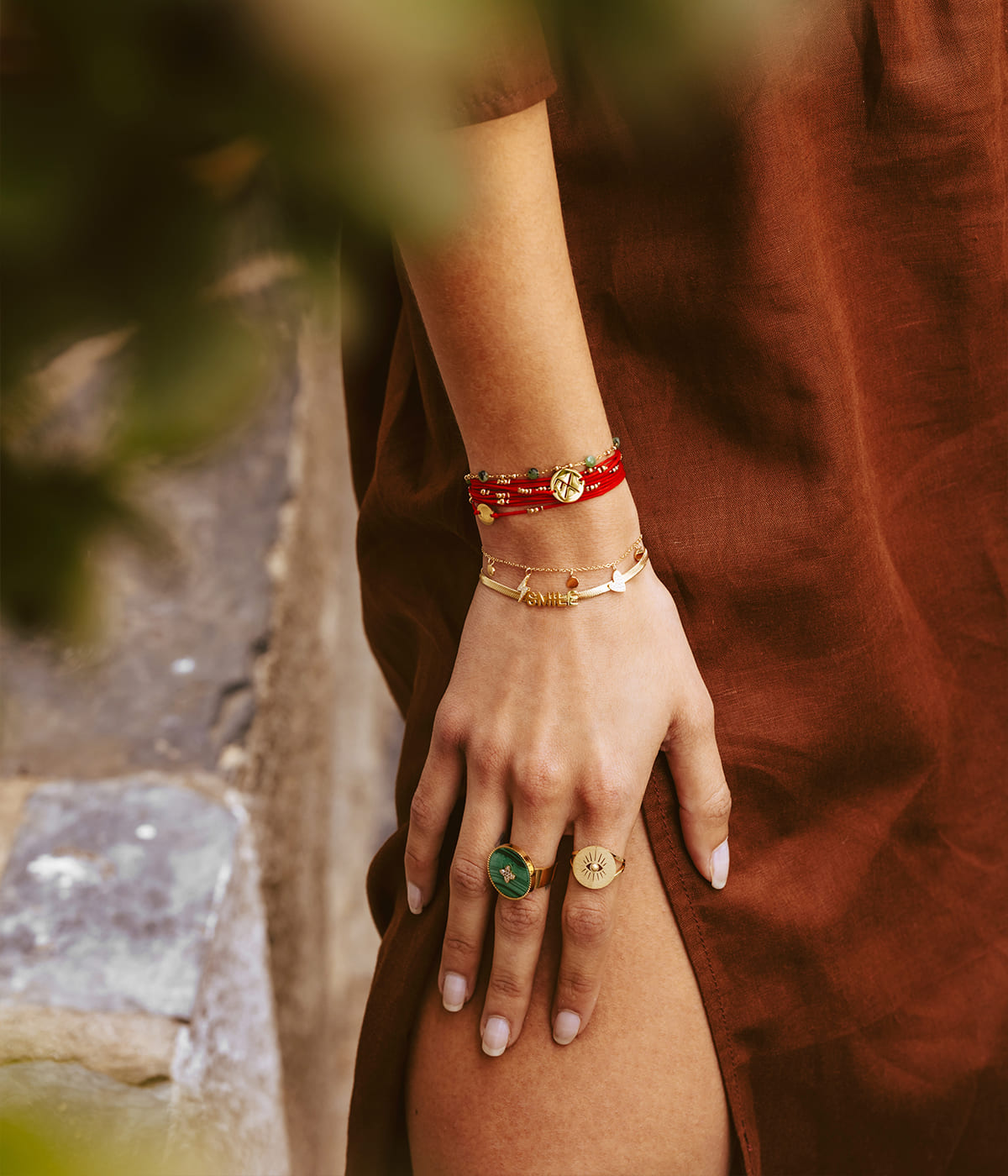 Bracelet Smiley (Acier doré)